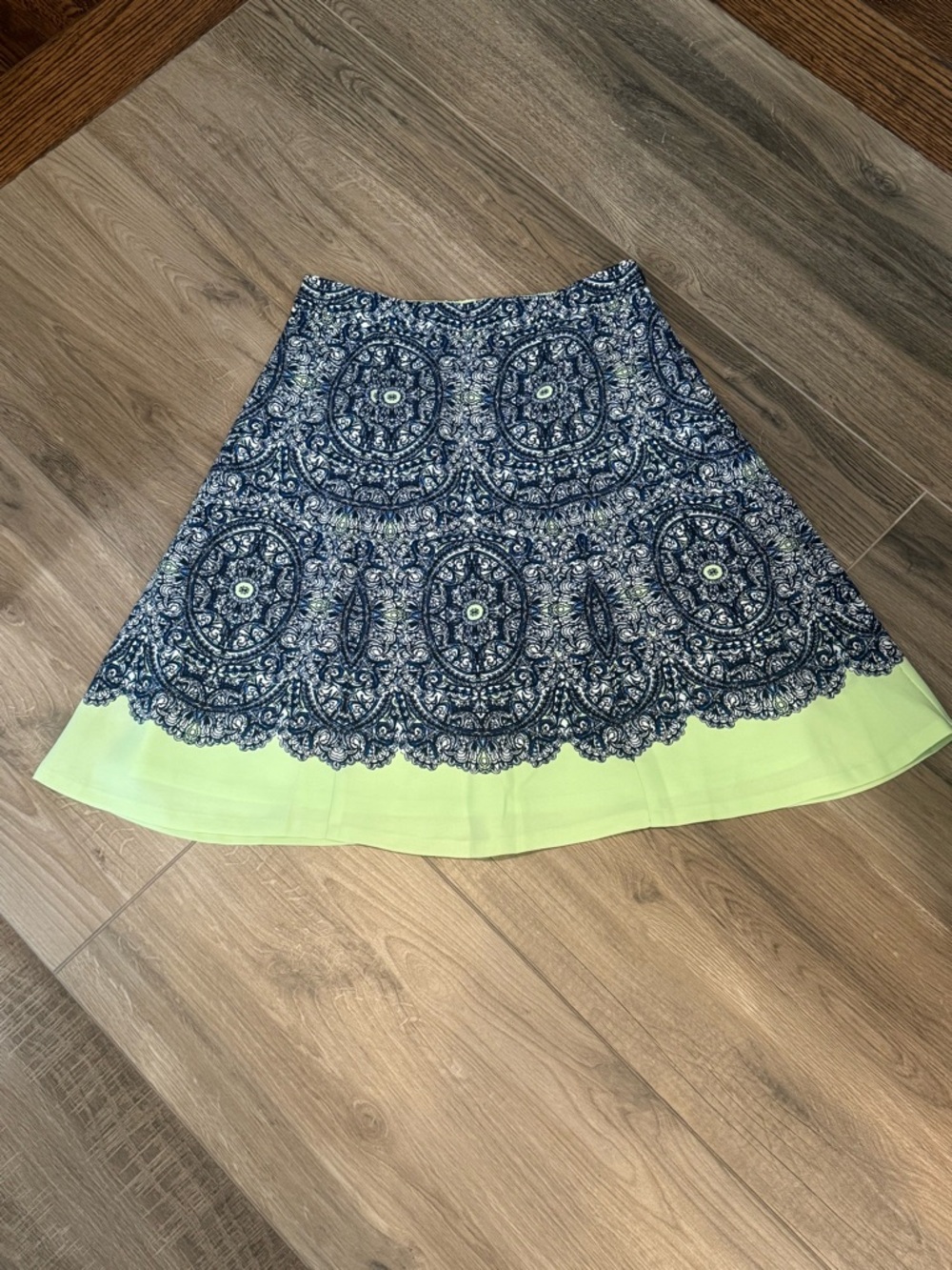 New With Tags - The Limited - Paisley Print A-Line Skirt with Lime Hem